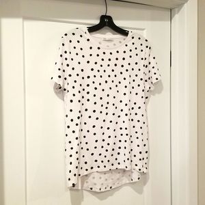 Zara White Top Polka Dots Design Print Size S